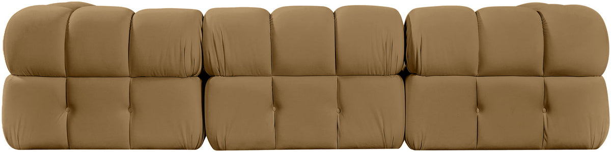 Orin Saddle Velvet Performance Fabric Upholstered 4 Piece Modular Sectional Sofa