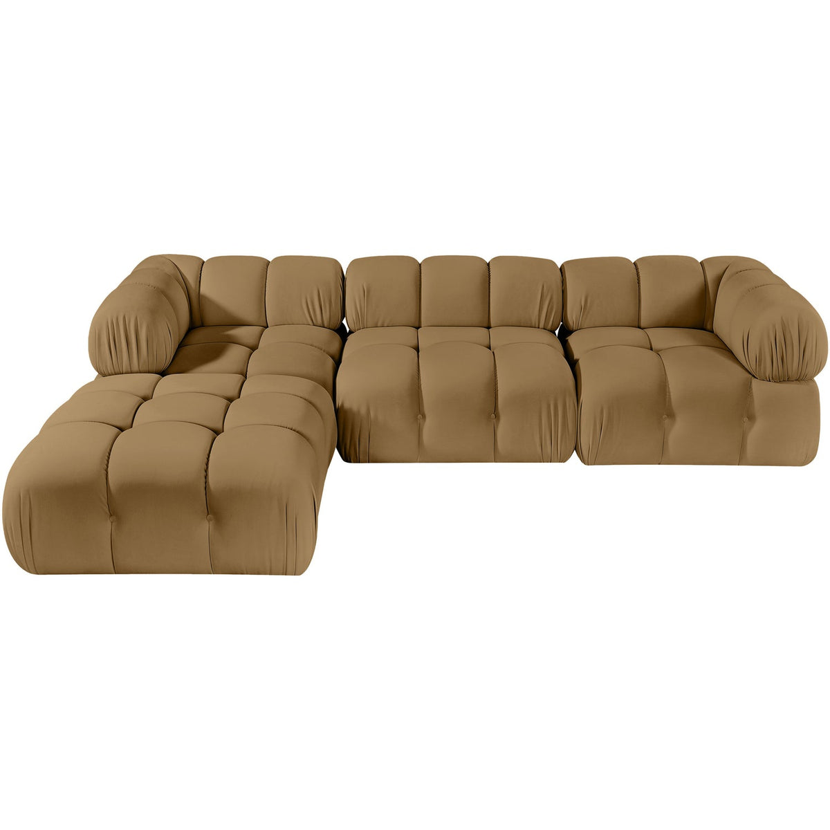 Orin Saddle Velvet Performance Fabric Upholstered 4 Piece Modular Sectional Sofa