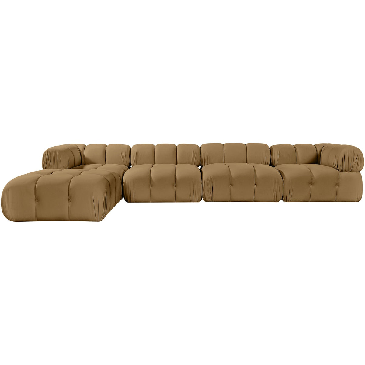 Orin Saddle Velvet Performance Fabric Upholstered 5 Piece Modular Sectional Sofa