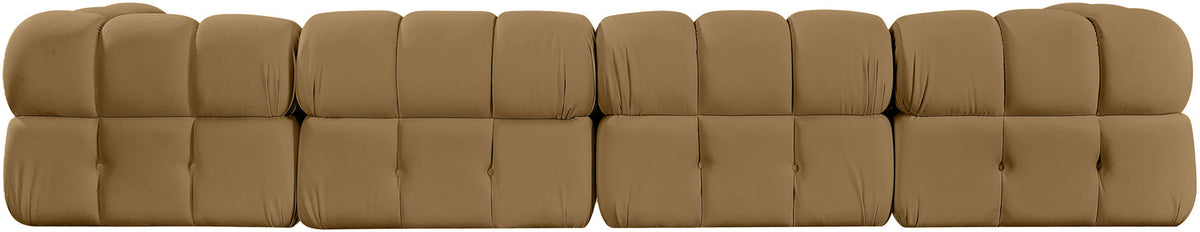 Orin Saddle Velvet Performance Fabric Upholstered 5 Piece Modular Sectional Sofa