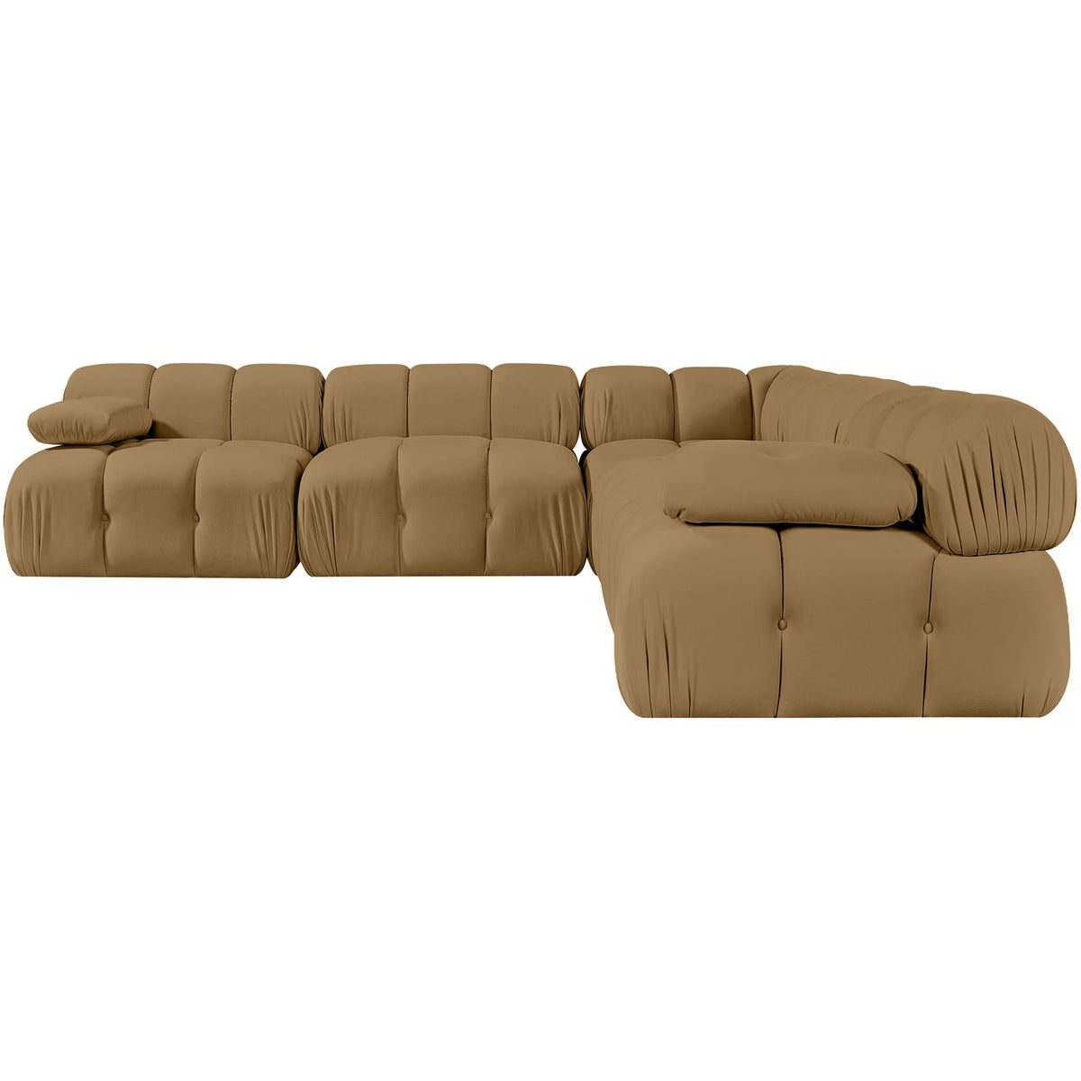 Orin Saddle Velvet Performance Fabric Upholstered 5 Piece Modular Sectional Sofa