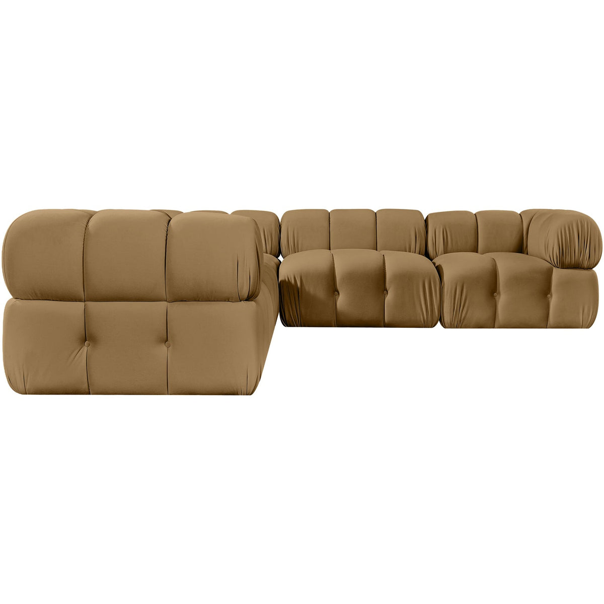 Orin Saddle Velvet Performance Fabric Upholstered 5 Piece Modular Sectional Sofa