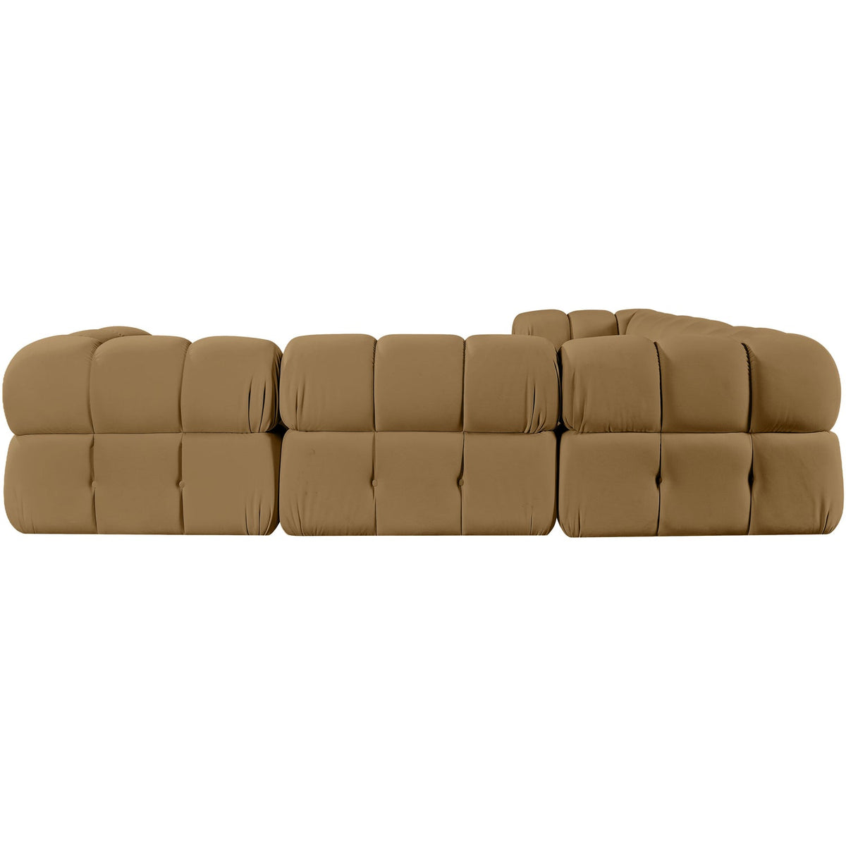 Orin Saddle Velvet Performance Fabric Upholstered 5 Piece Modular Sectional Sofa