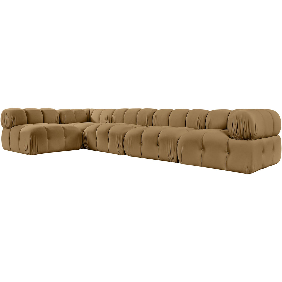 Orin Saddle Velvet Performance Fabric Upholstered 5 Piece Modular Sectional Sofa