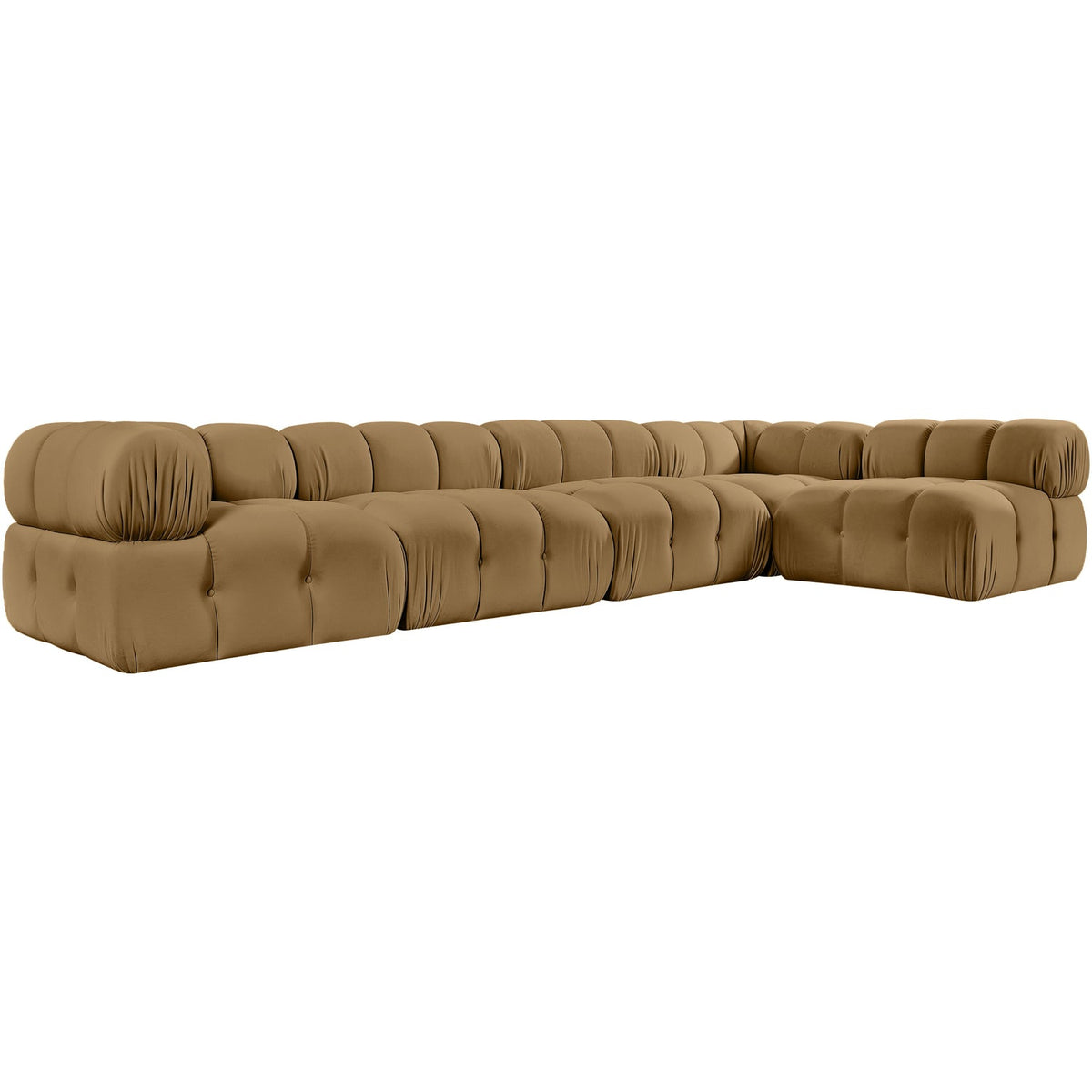 Orin Saddle Velvet Performance Fabric Upholstered 5 Piece Modular Sectional Sofa