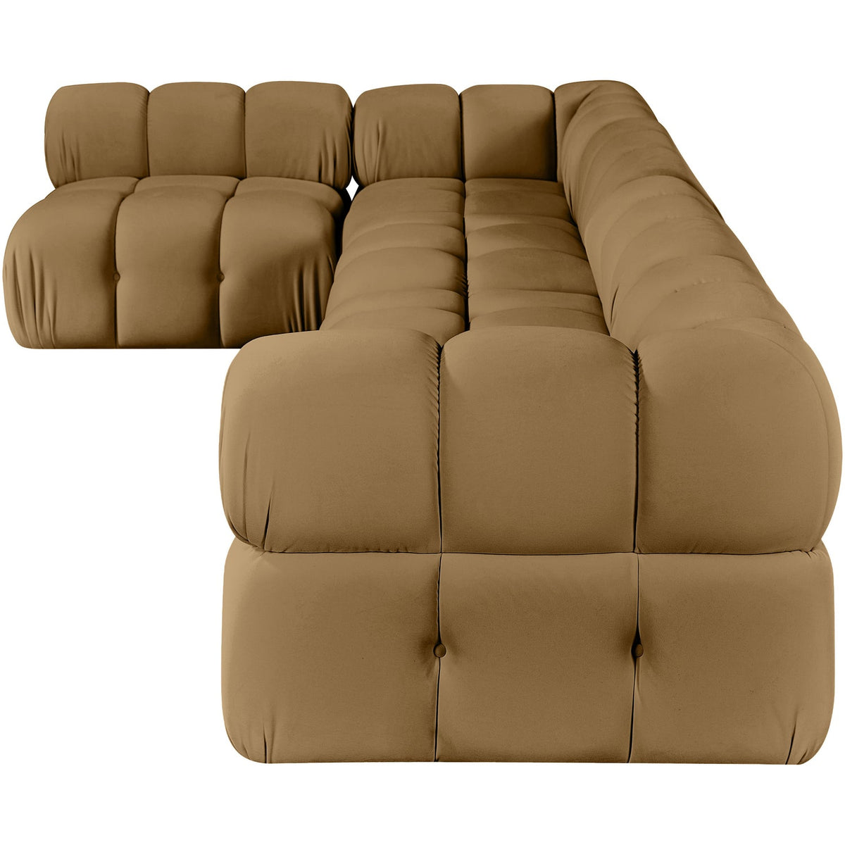 Orin Saddle Velvet Performance Fabric Upholstered 5 Piece Modular Sectional Sofa