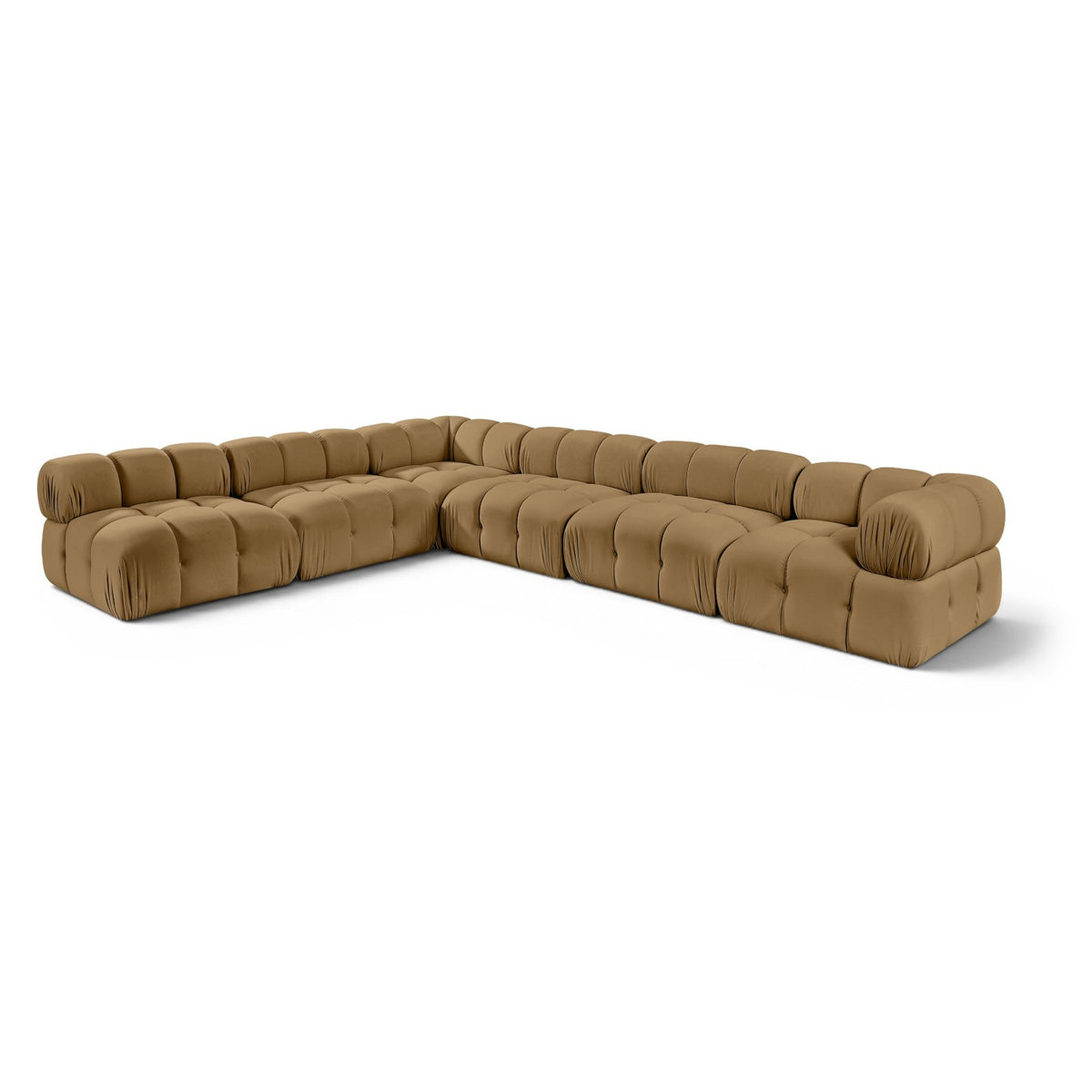 Orin Saddle Velvet Performance Fabric Upholstered 6 pc. Modular Sectional in saddle velvet, 148x111", primary product view