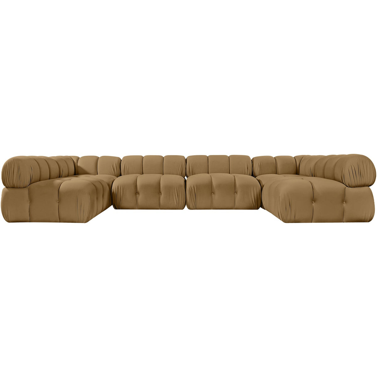 Orin Saddle Velvet Performance Fabric Upholstered 6 Piece Modular Sectional Sofa