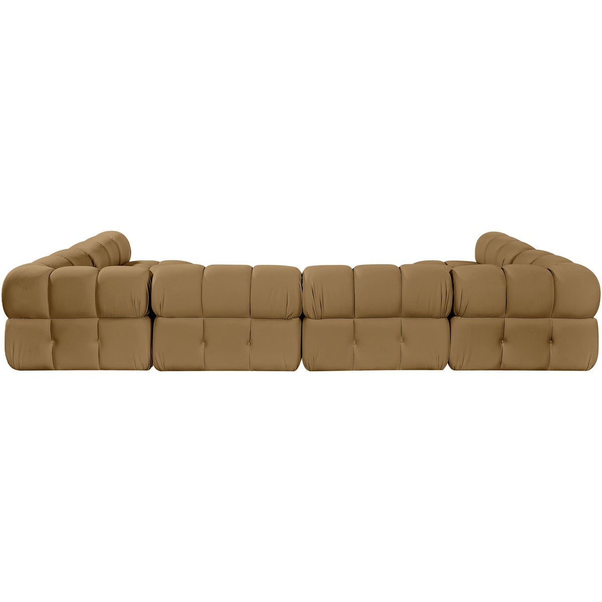 Orin Saddle Velvet Performance Fabric Upholstered 6 Piece Modular Sectional Sofa
