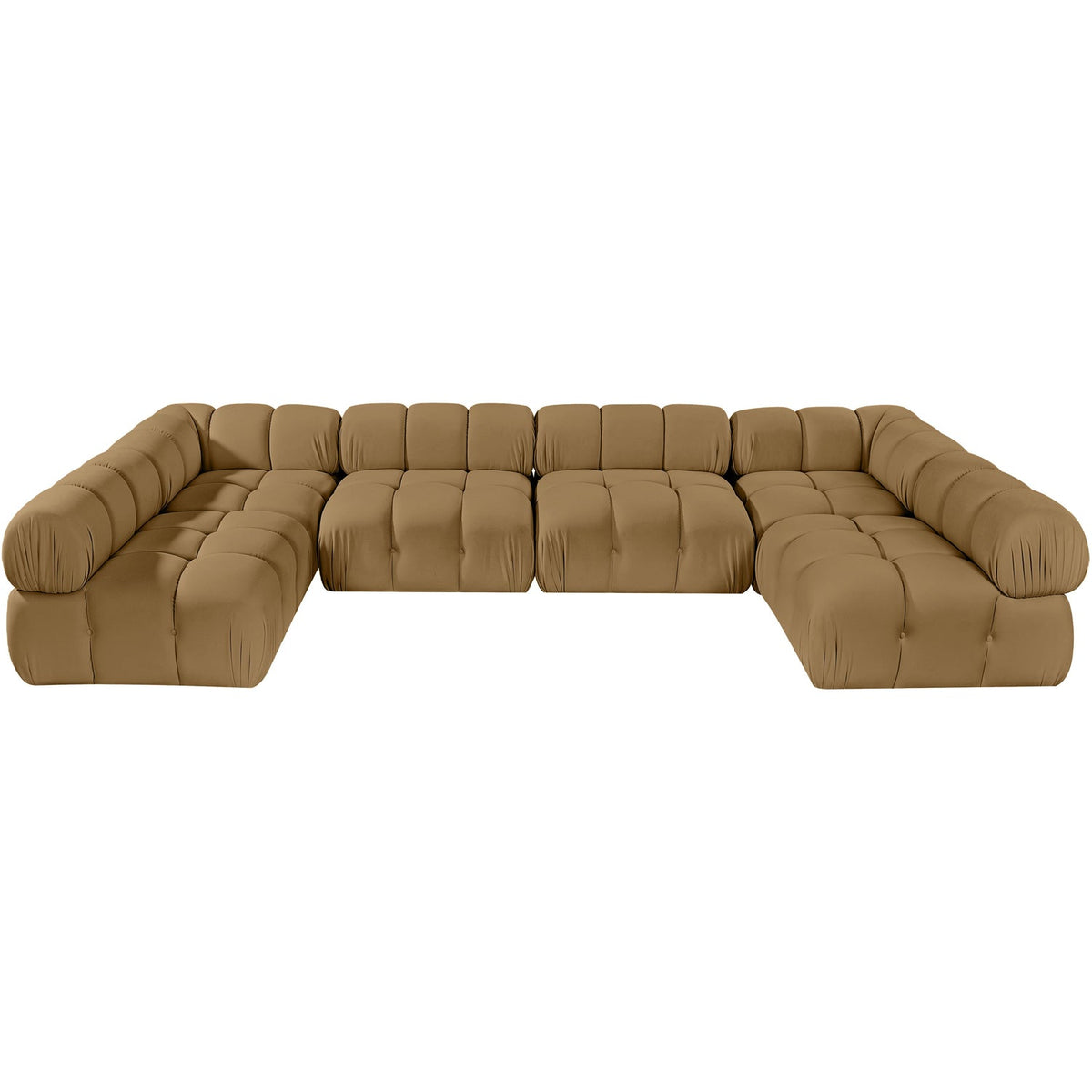 Orin Saddle Velvet Performance Fabric Upholstered 6 Piece Modular Sectional Sofa