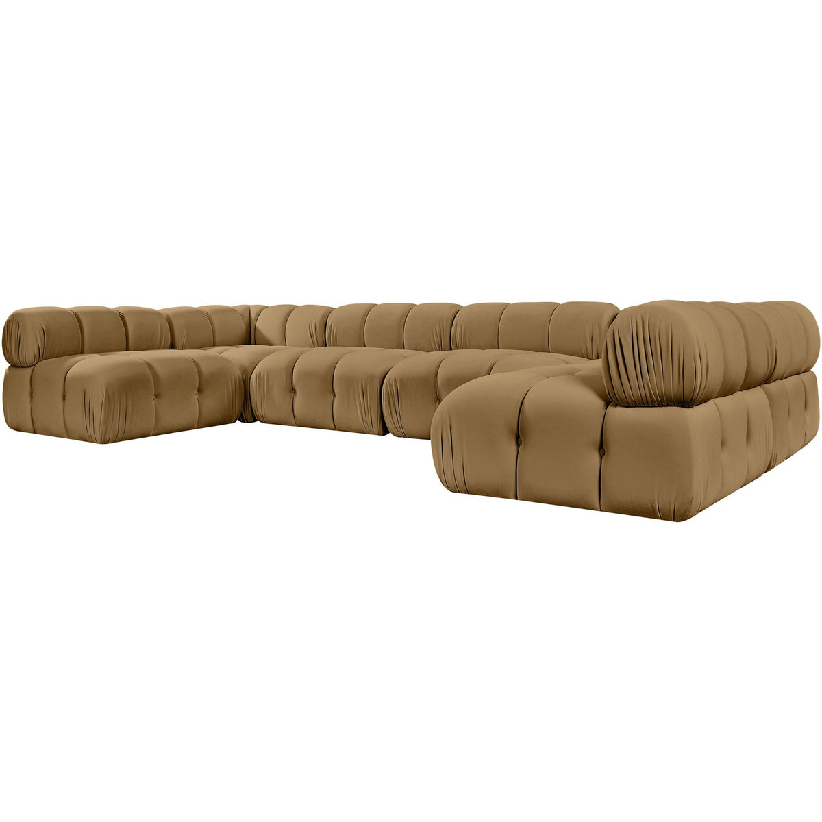 Orin Saddle Velvet Performance Fabric Upholstered 6 Piece Modular Sectional Sofa