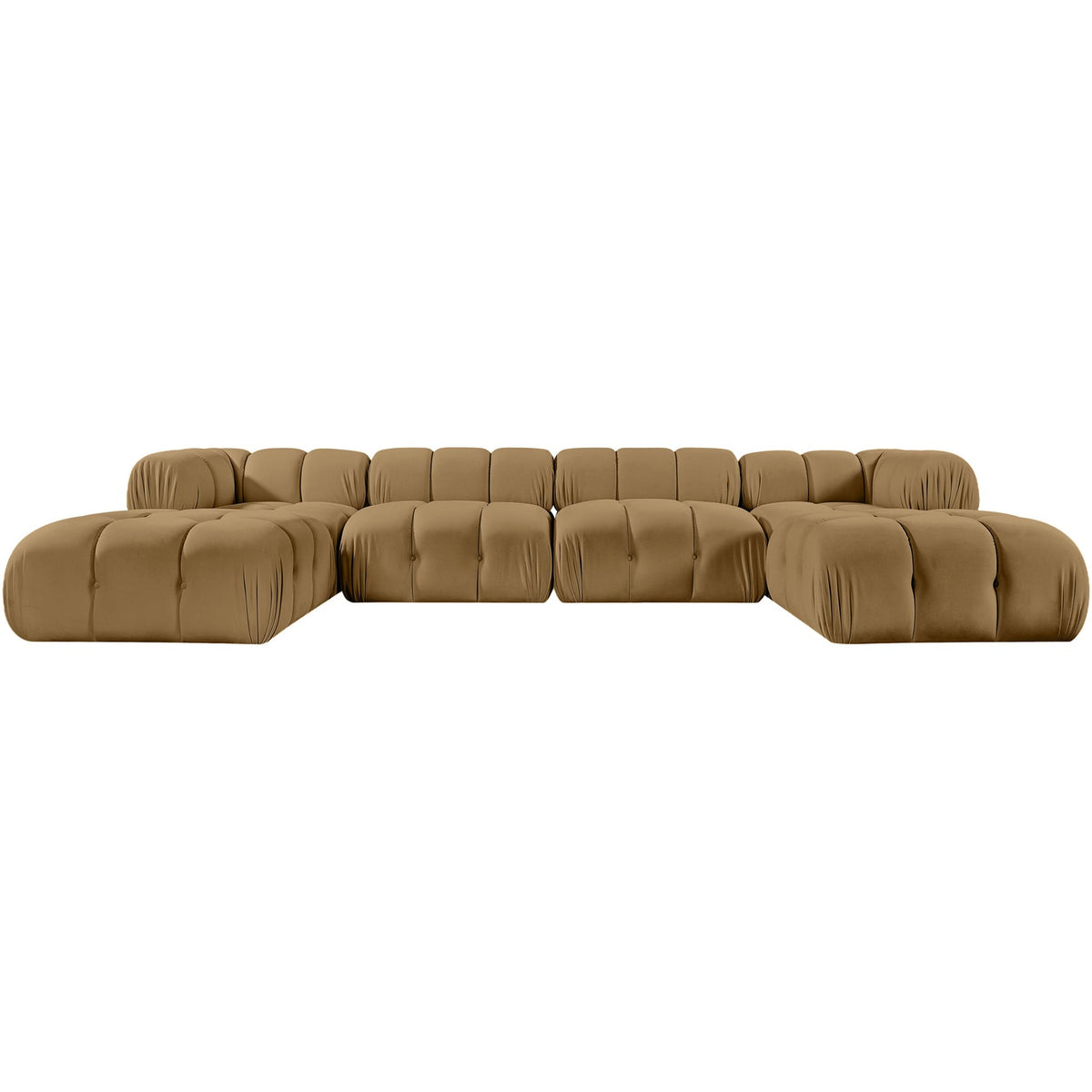 Orin Saddle Velvet Performance Fabric Upholstered 6 Piece Modular Sectional Sofa