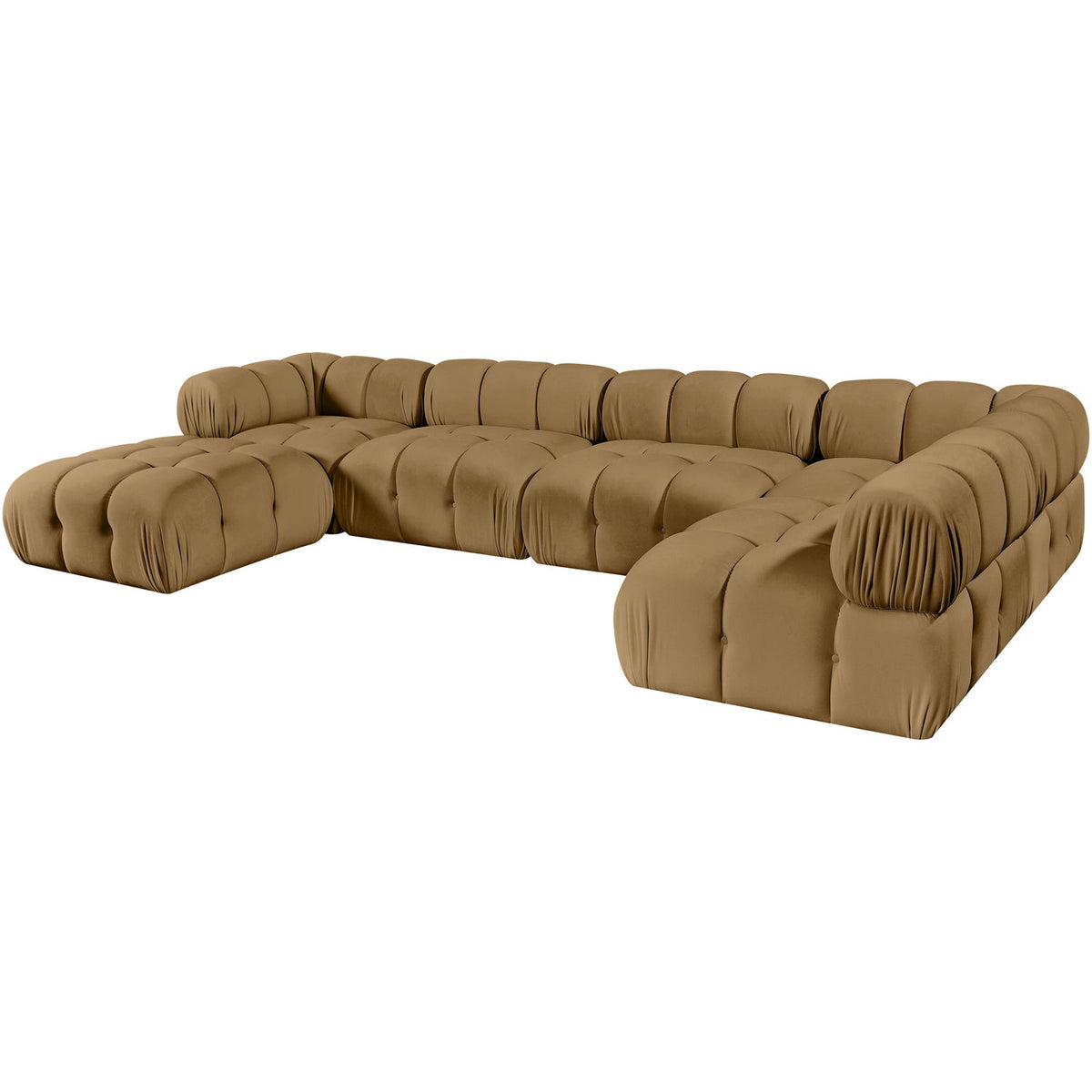 Orin Saddle Velvet Performance Fabric Upholstered 6 Piece Modular Sectional Sofa