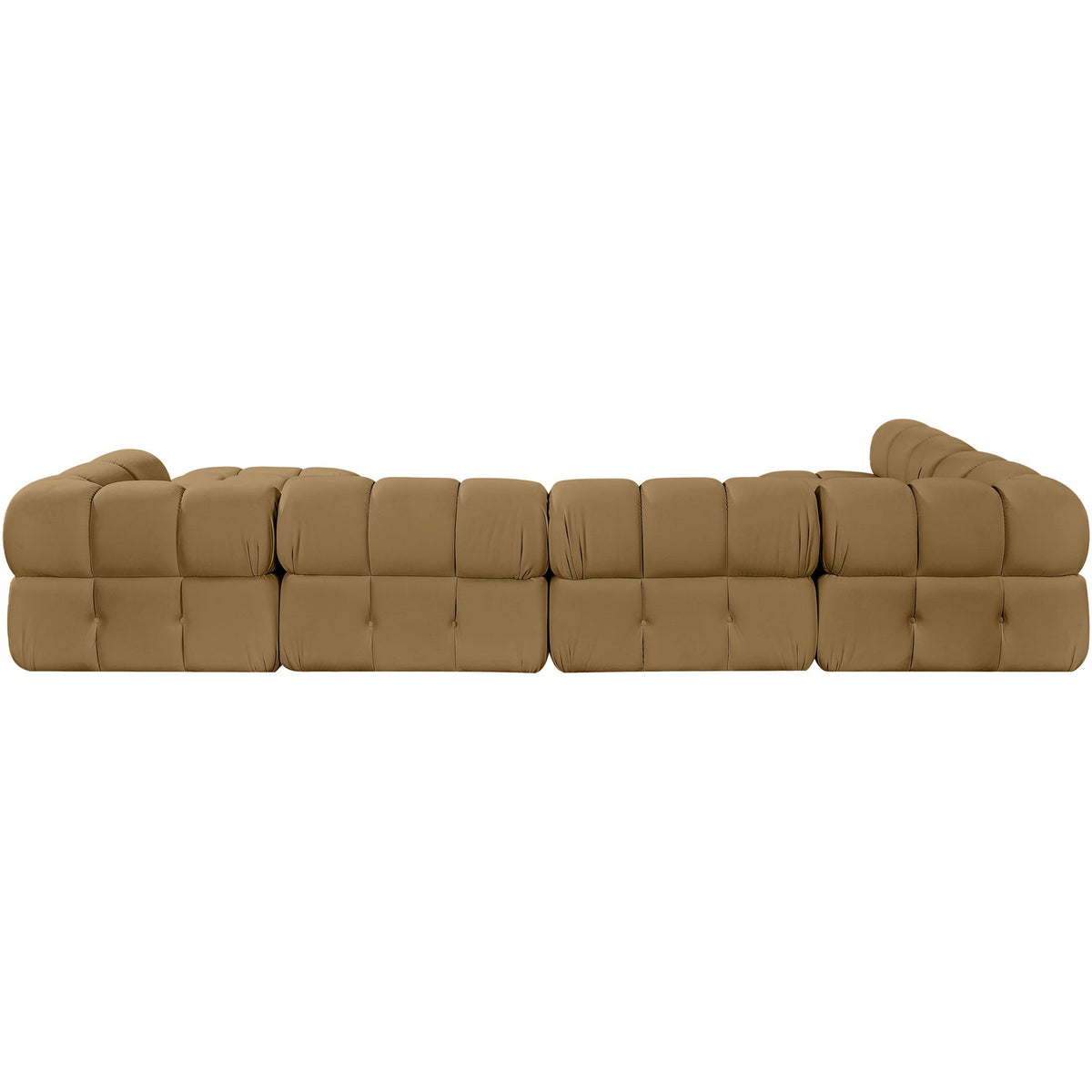 Orin Saddle Velvet Performance Fabric Upholstered 6 Piece Modular Sectional Sofa