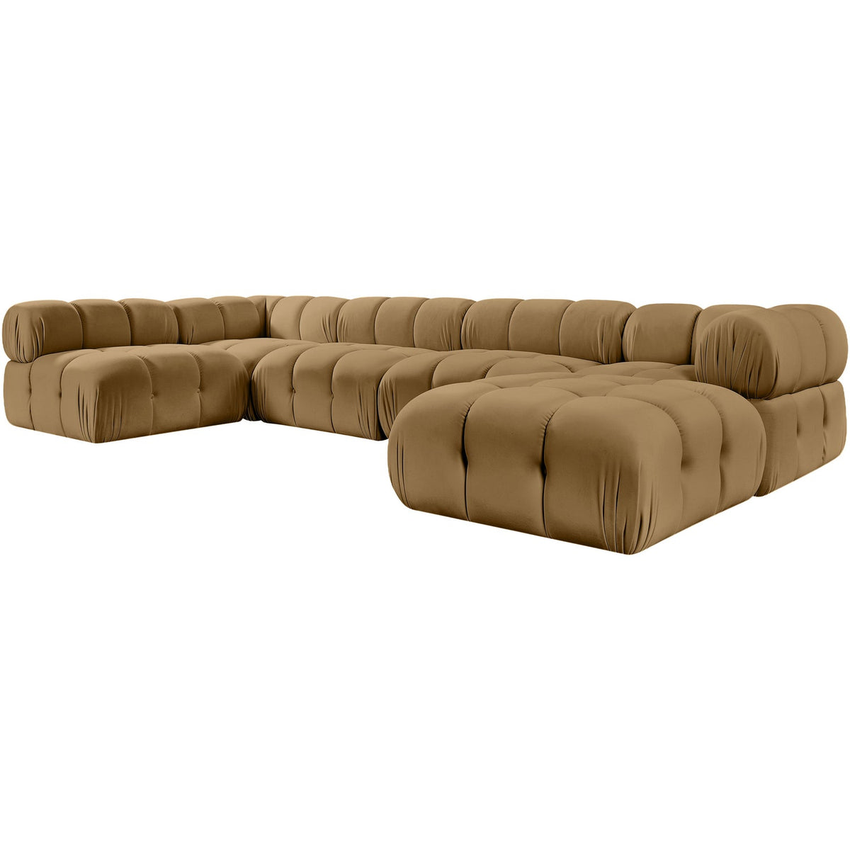 Orin Saddle Velvet Performance Fabric Upholstered 6 Piece Modular Sectional Sofa