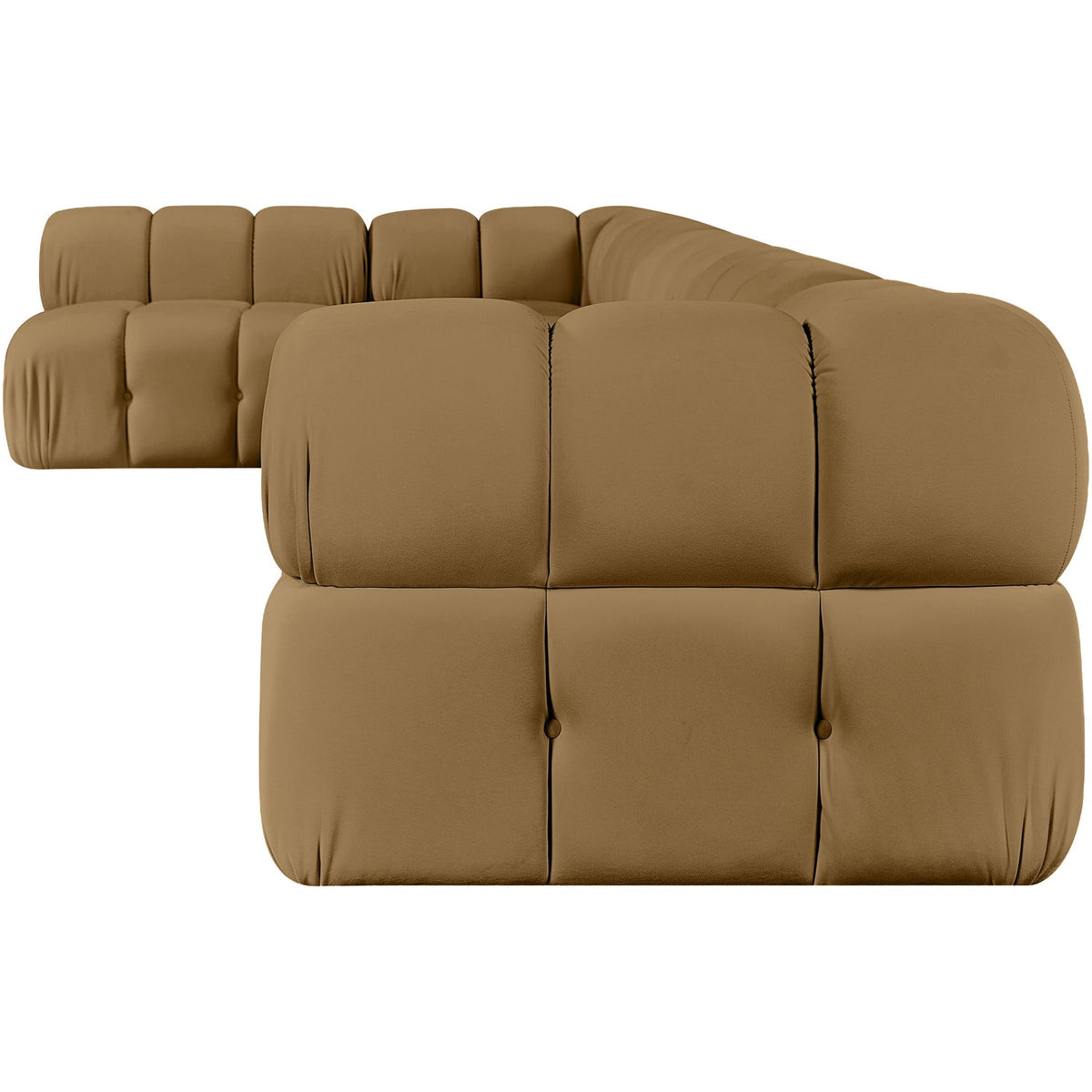 Orin Saddle Velvet Performance Fabric Upholstered 6 Piece Modular Sectional Sofa