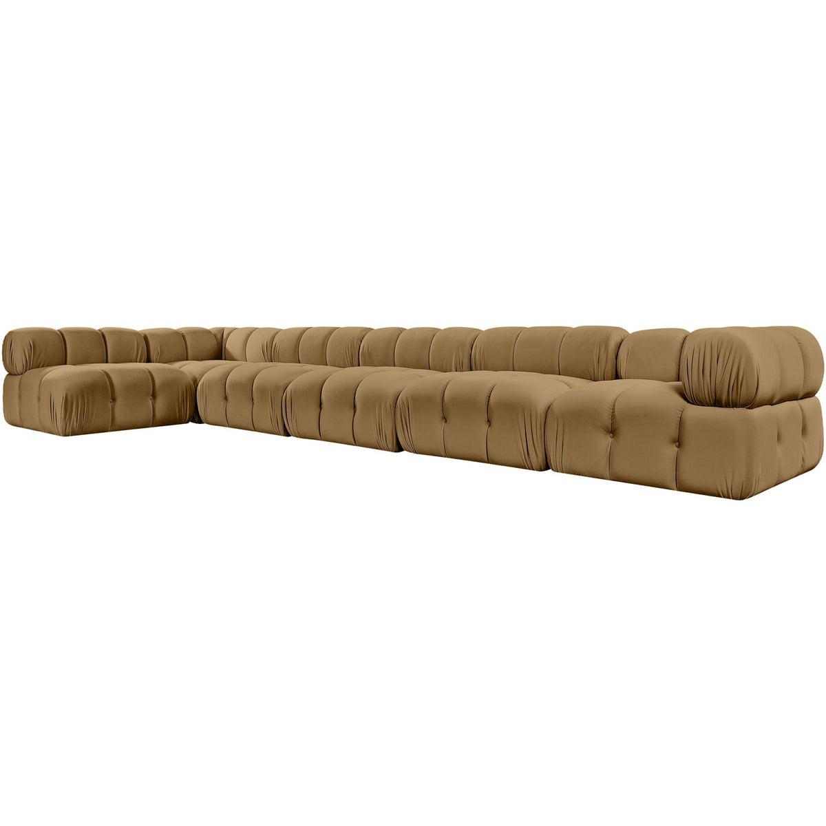 Orin Saddle Velvet Performance Fabric Upholstered 6 Piece Modular Sectional Sofa