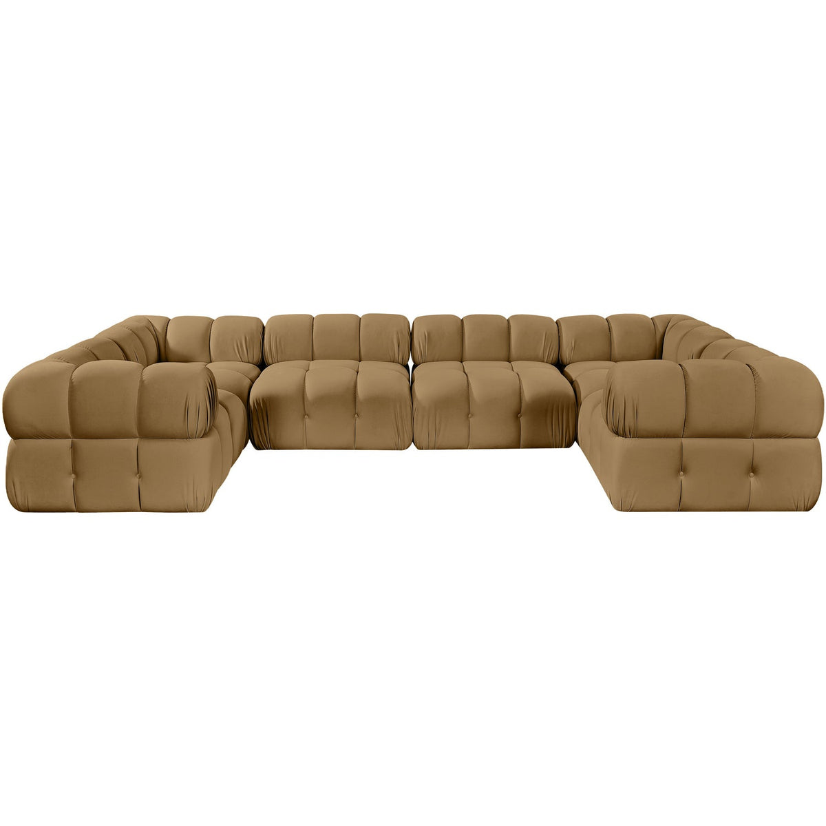 Orin Saddle Velvet Performance Fabric Upholstered 6 Piece Modular Sectional Sofa