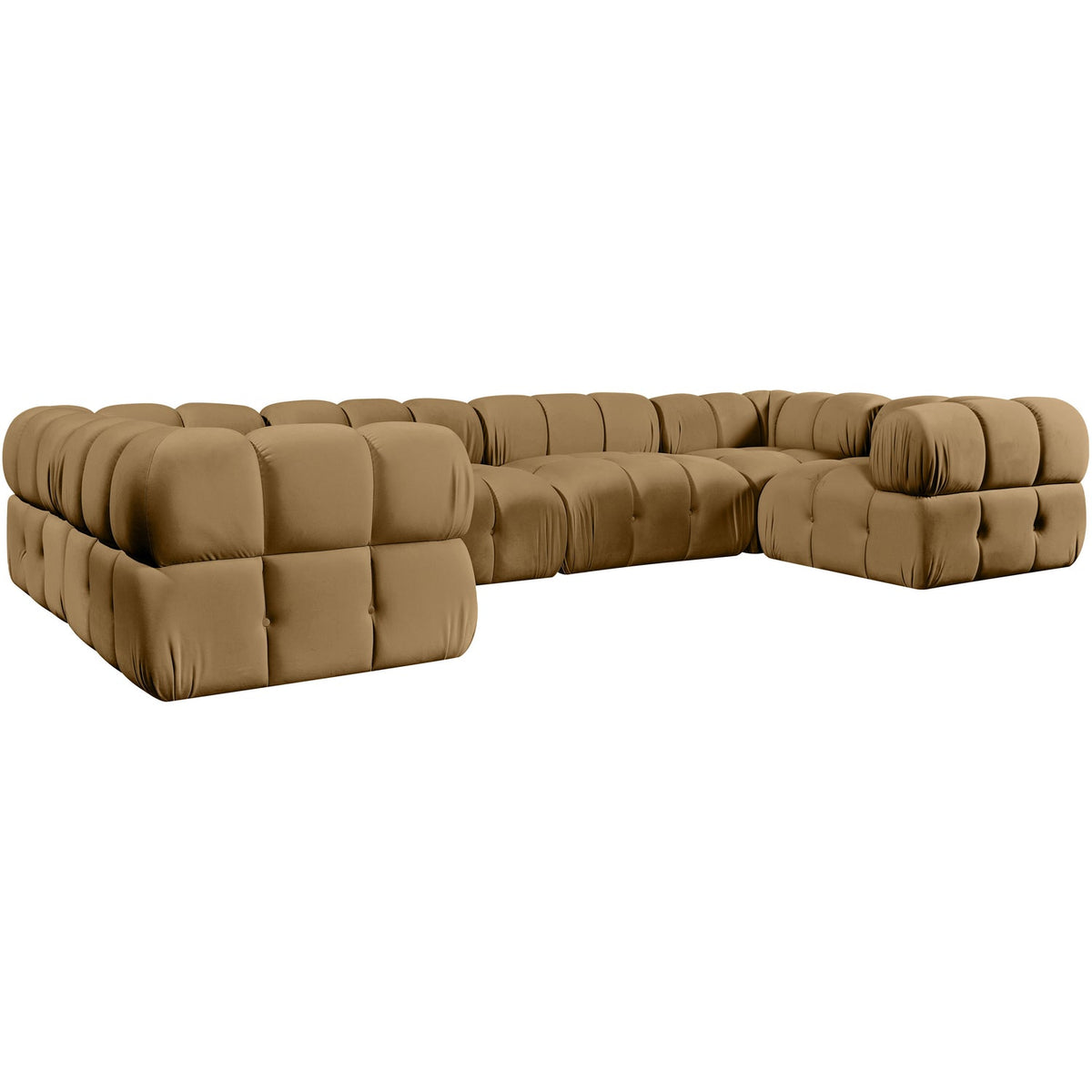Orin Saddle Velvet Performance Fabric Upholstered 6 Piece Modular Sectional Sofa