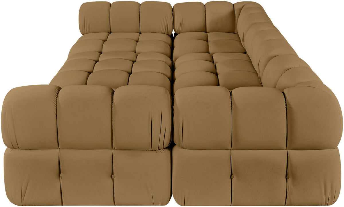 Orin Saddle Velvet Performance Fabric Upholstered 6 Piece Modular Sectional Sofa