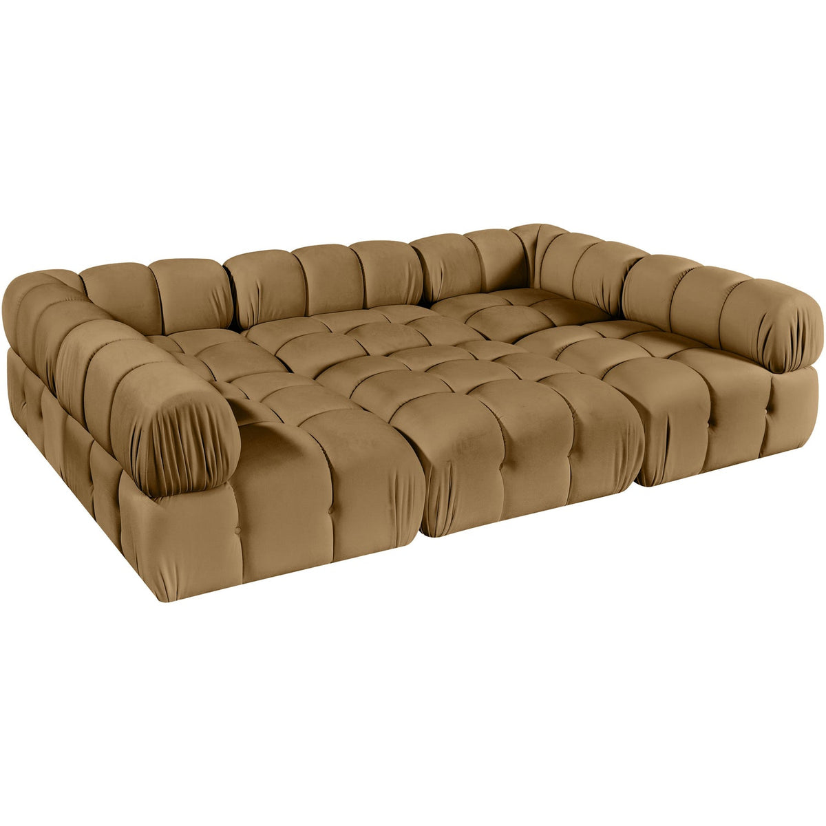Orin Saddle Velvet Performance Fabric Upholstered 6 Piece Modular Sectional Sofa