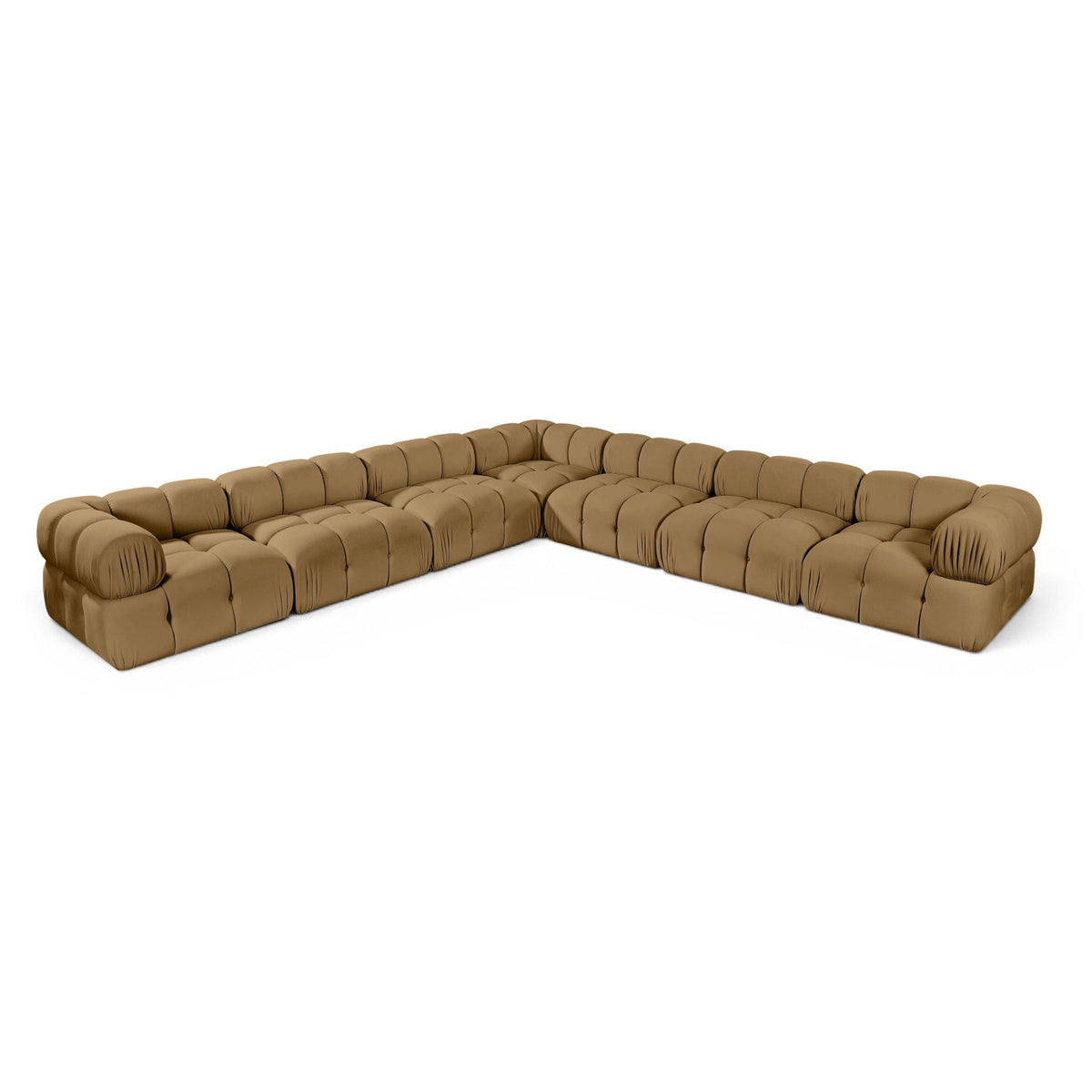 Orin Saddle Velvet Performance Fabric Upholstered 7 pc. Modular Sectional in saddle velvet, 148x148", primary product view