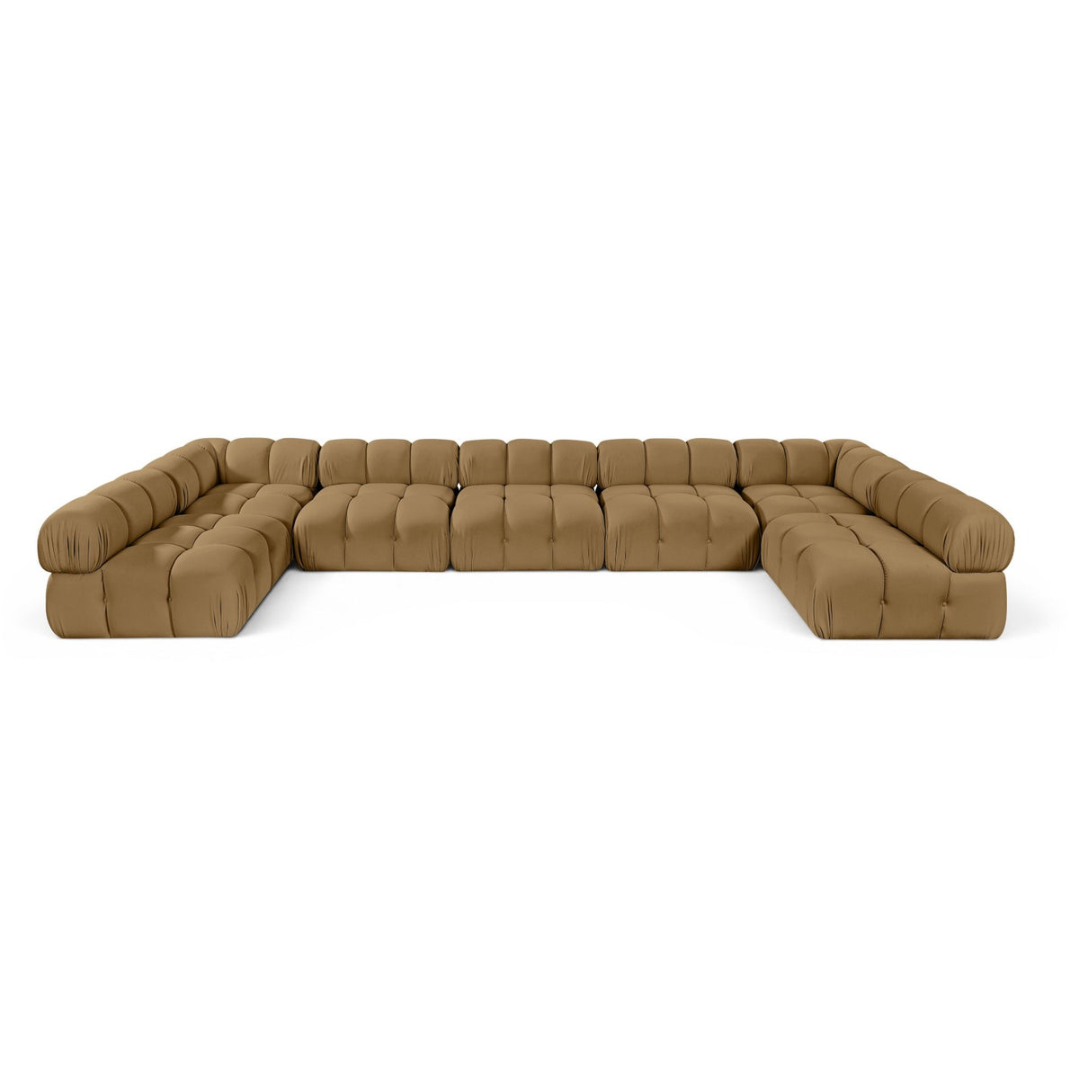 Orin Saddle Velvet Performance Fabric Upholstered 7 pc. Modular Sectional in saddle velvet, 185x74", primary product view