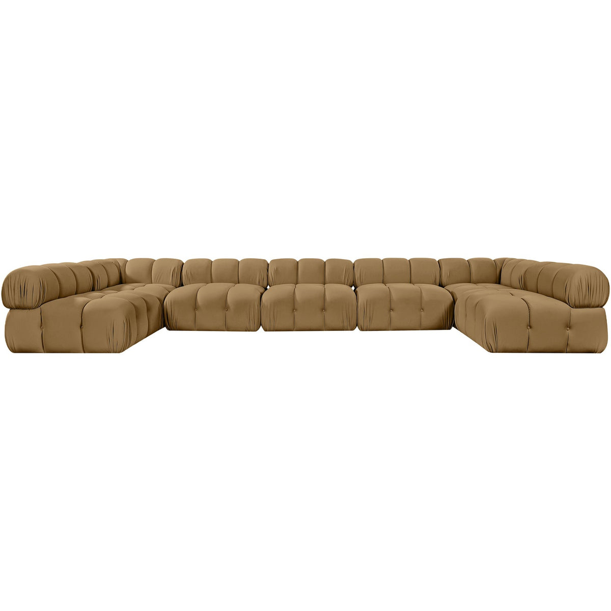 Orin Saddle Velvet Performance Fabric Upholstered 7 Piece Modular Sectional Sofa