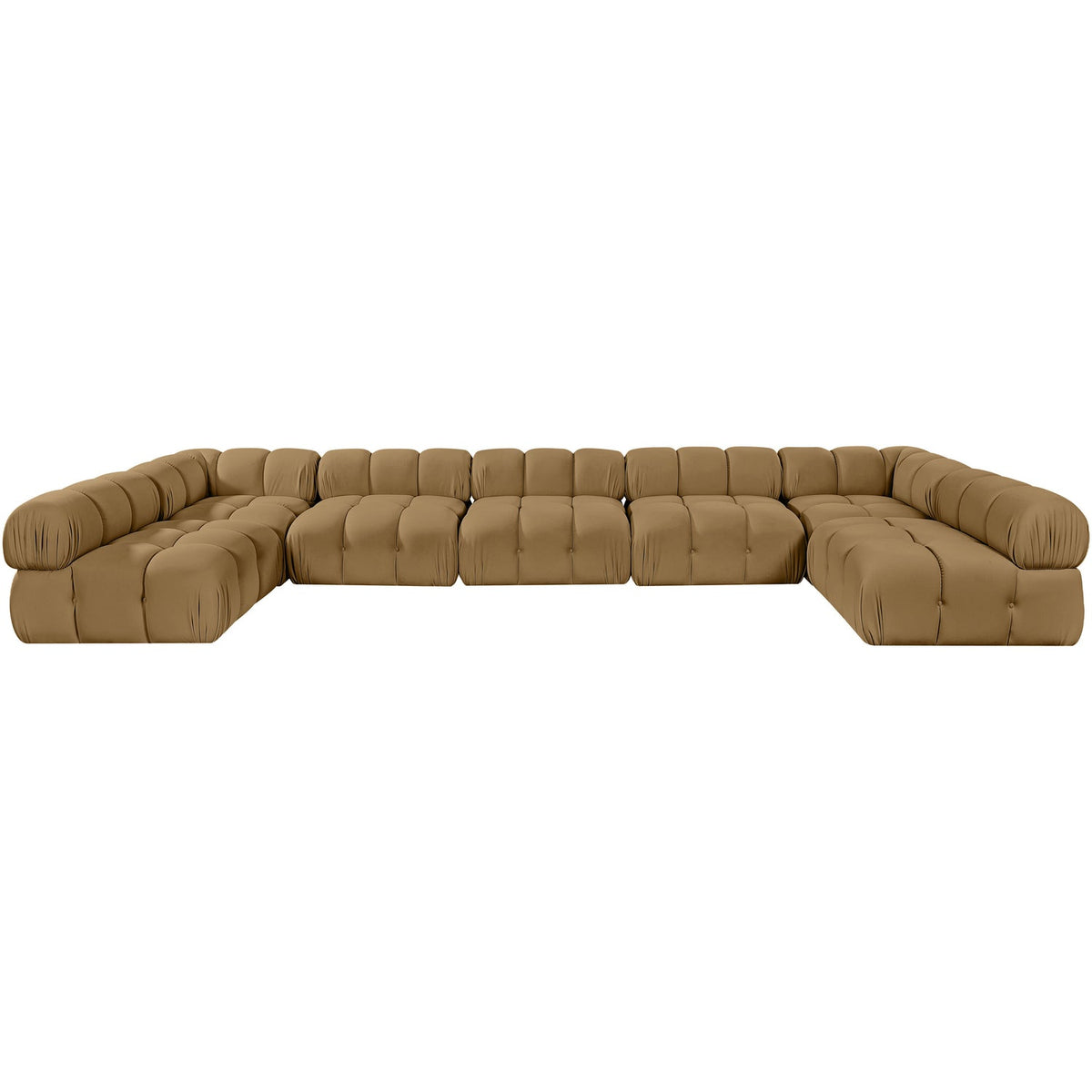 Orin Saddle Velvet Performance Fabric Upholstered 7 Piece Modular Sectional Sofa