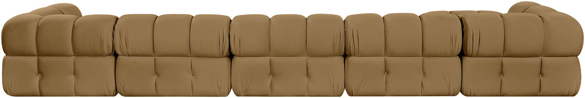 Orin Saddle Velvet Performance Fabric Upholstered 7 Piece Modular Sectional Sofa