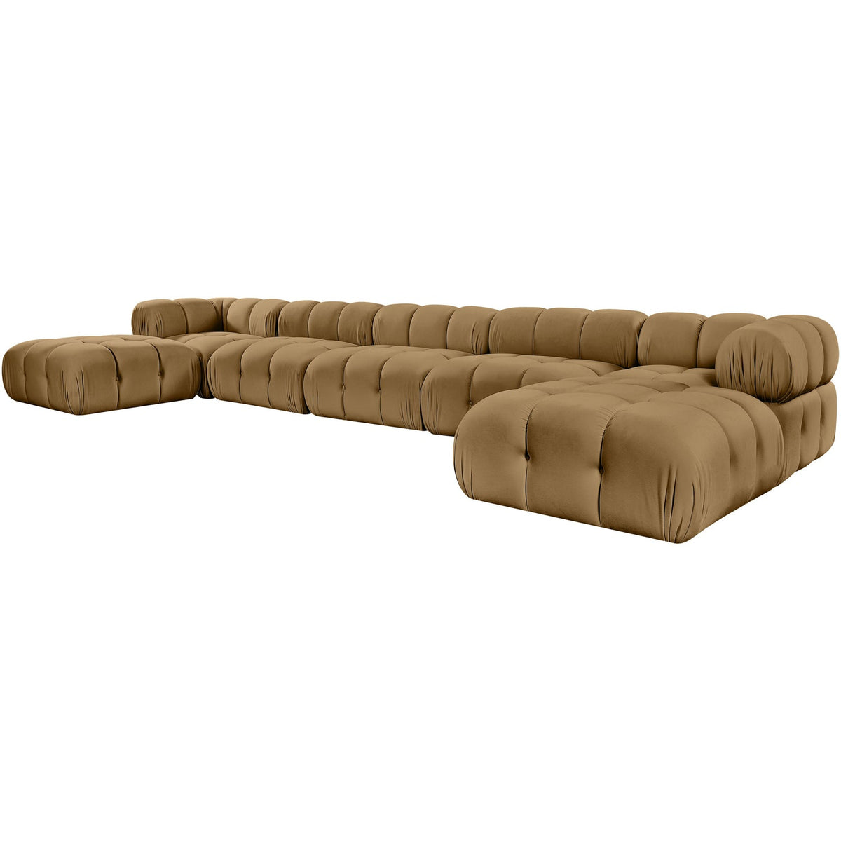Orin Saddle Velvet Performance Fabric Upholstered 7 Piece Modular Sectional Sofa