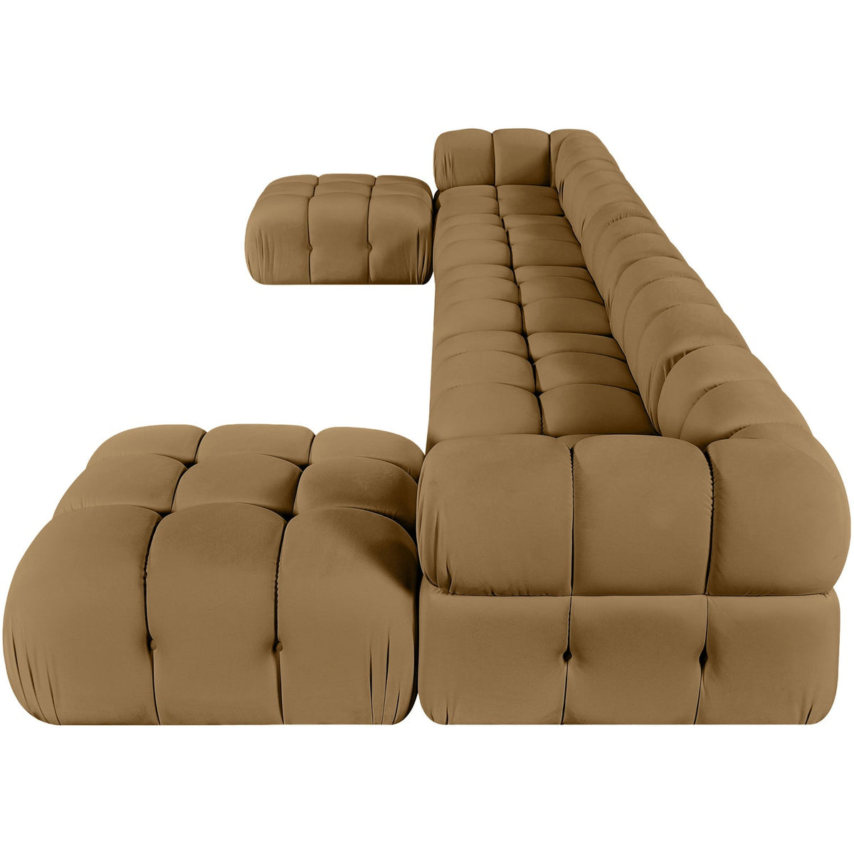 Orin Saddle Velvet Performance Fabric Upholstered 7 Piece Modular Sectional Sofa