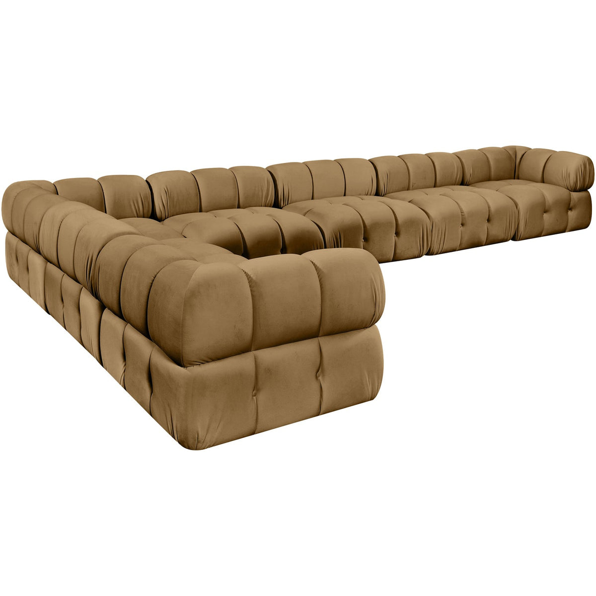 Orin Saddle Velvet Performance Fabric Upholstered 7 Piece Modular Sectional Sofa