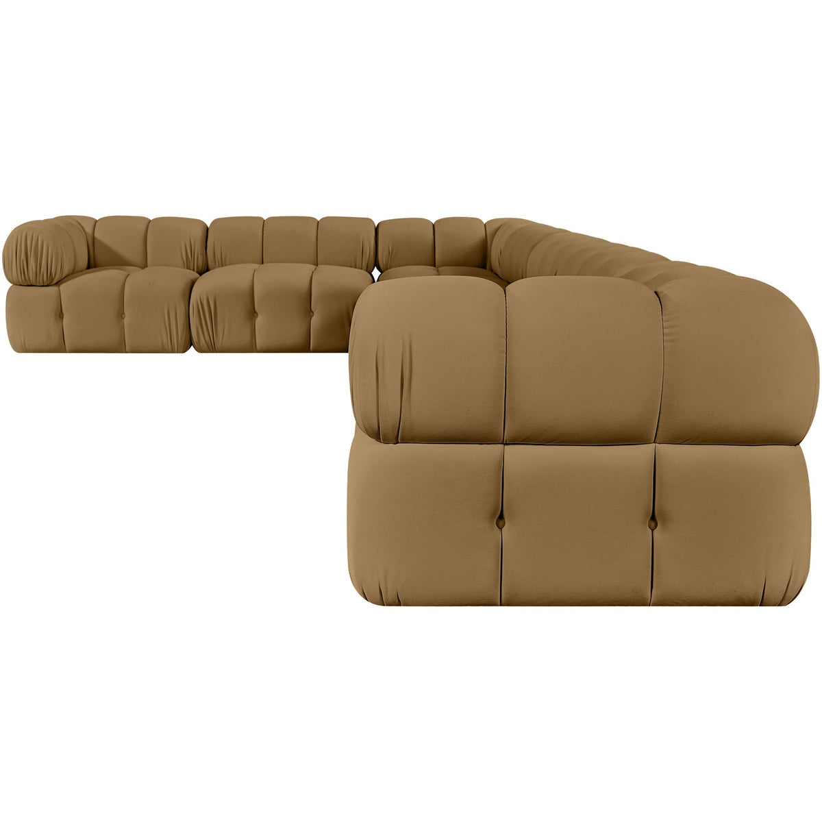 Orin Saddle Velvet Performance Fabric Upholstered 7 Piece Modular Sectional Sofa