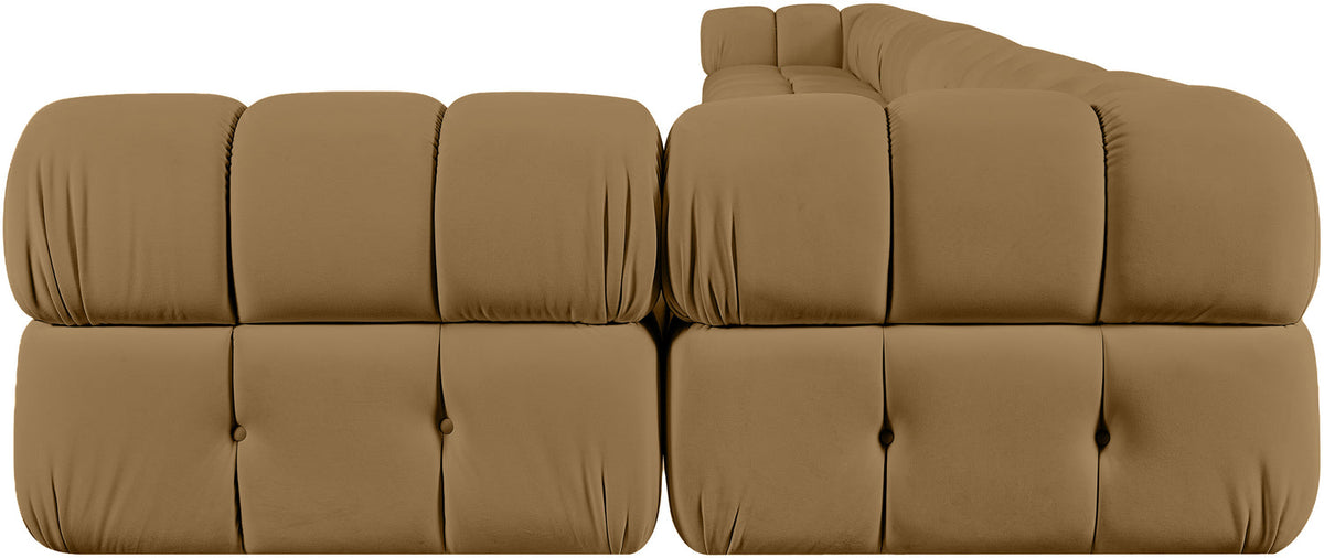Orin Saddle Velvet Performance Fabric Upholstered 7 Piece Modular Sectional Sofa