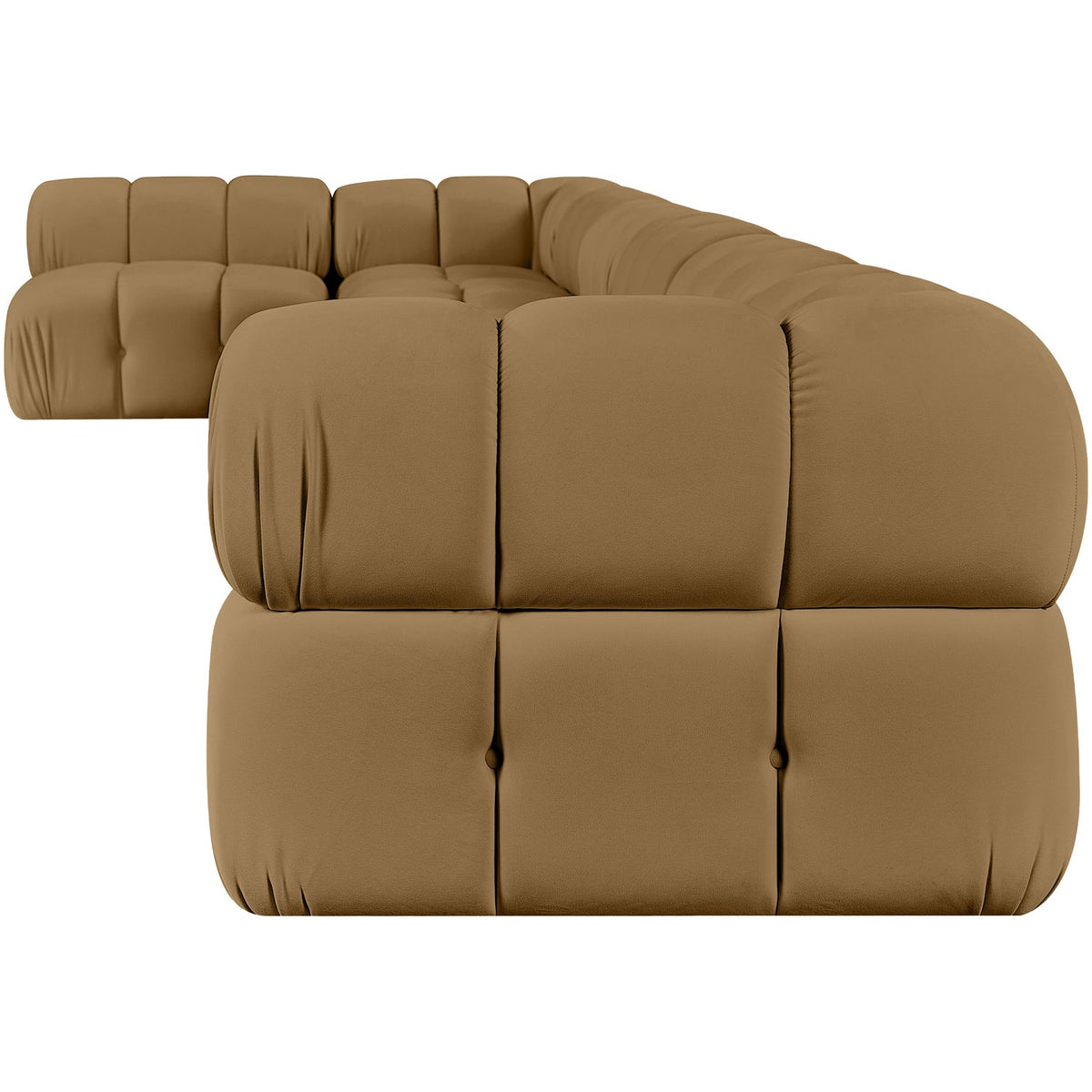 Orin Saddle Velvet Performance Fabric Upholstered 7 Piece Modular Sectional Sofa