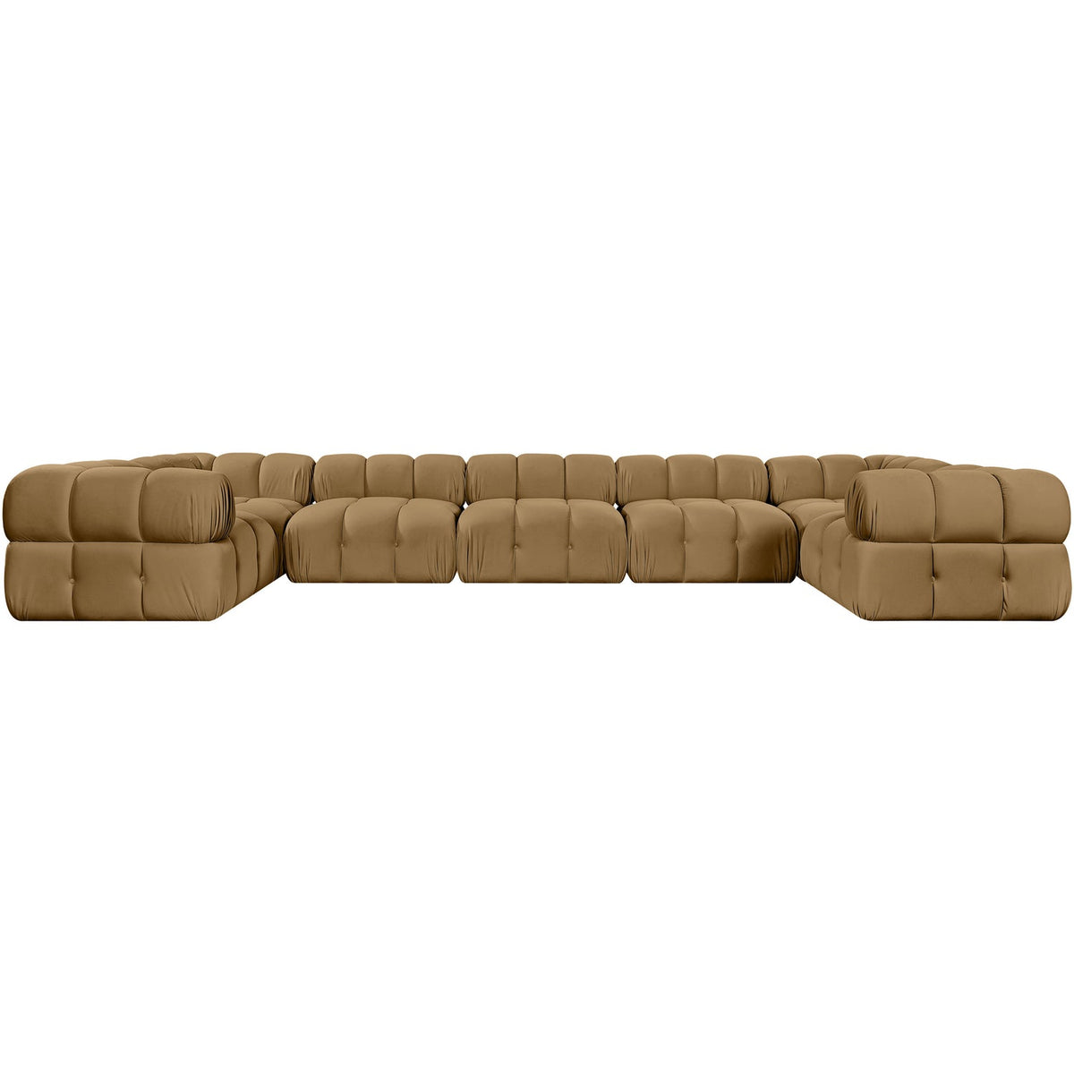 Orin Saddle Velvet Performance Fabric Upholstered 7 Piece Modular Sectional Sofa