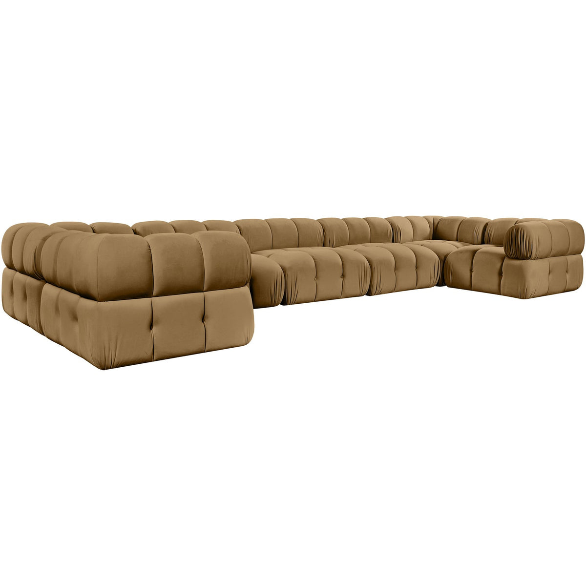 Orin Saddle Velvet Performance Fabric Upholstered 7 Piece Modular Sectional Sofa