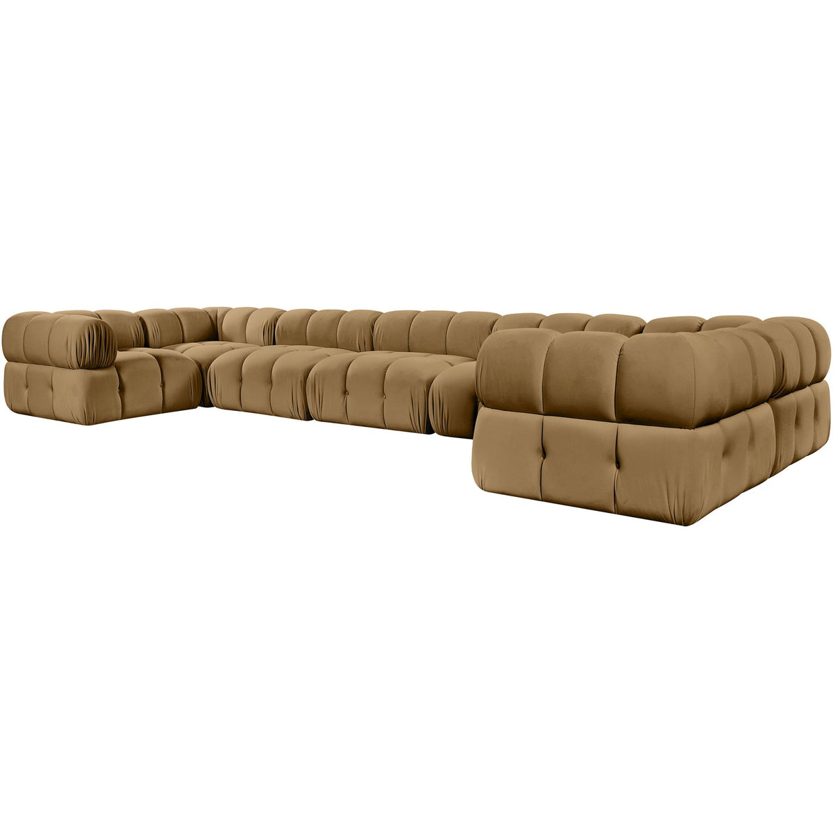 Orin Saddle Velvet Performance Fabric Upholstered 7 Piece Modular Sectional Sofa