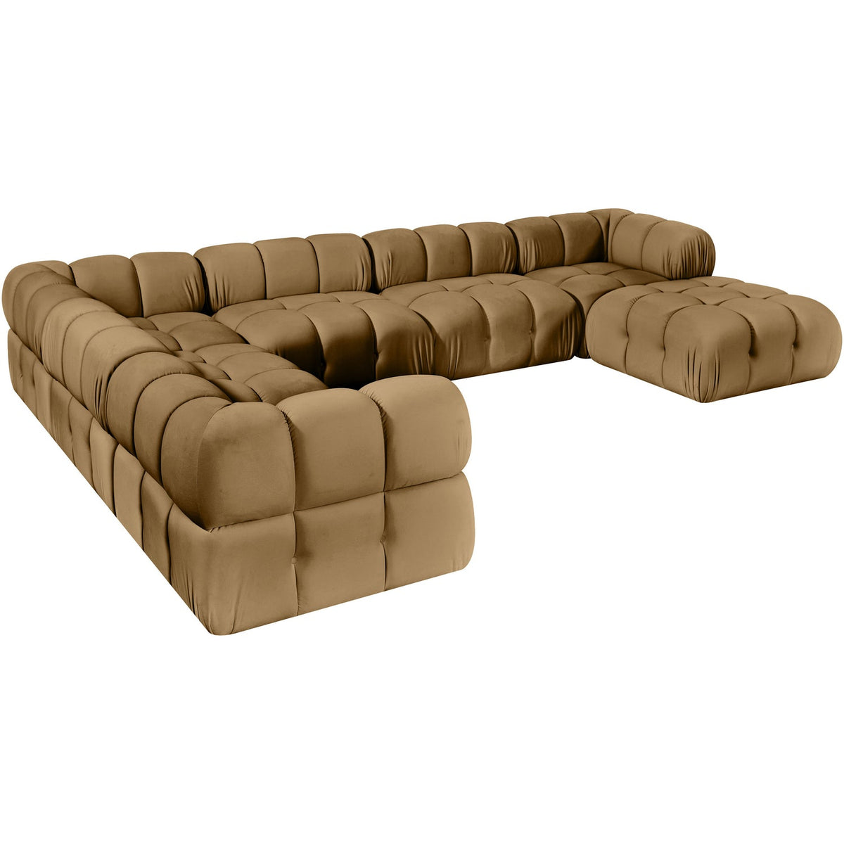 Orin Saddle Velvet Performance Fabric Upholstered 7 Piece Modular Sectional Sofa