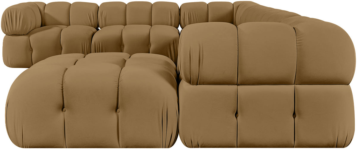 Orin Saddle Velvet Performance Fabric Upholstered 7 Piece Modular Sectional Sofa