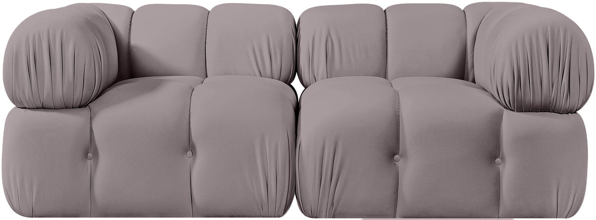 Orin Taupe Velvet Performance Fabric Upholstered 2 Piece Modular Sofa