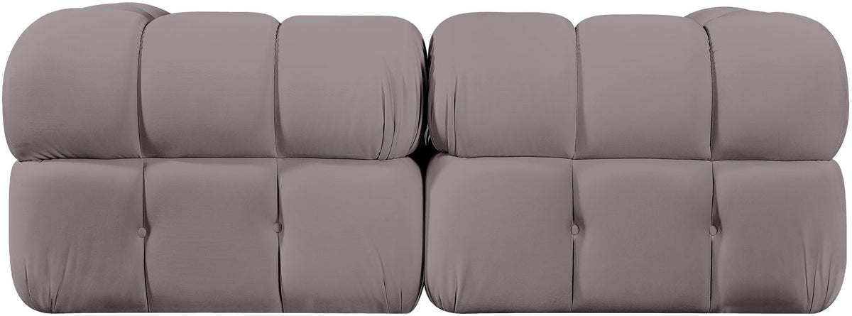 Orin Taupe Velvet Performance Fabric Upholstered 2 Piece Modular Sofa