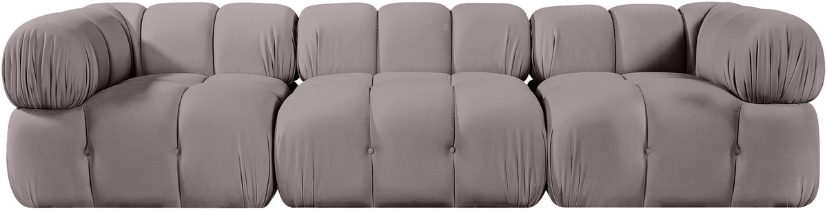 Orin Taupe Velvet Performance Fabric Upholstered 3 Piece Modular Sofa