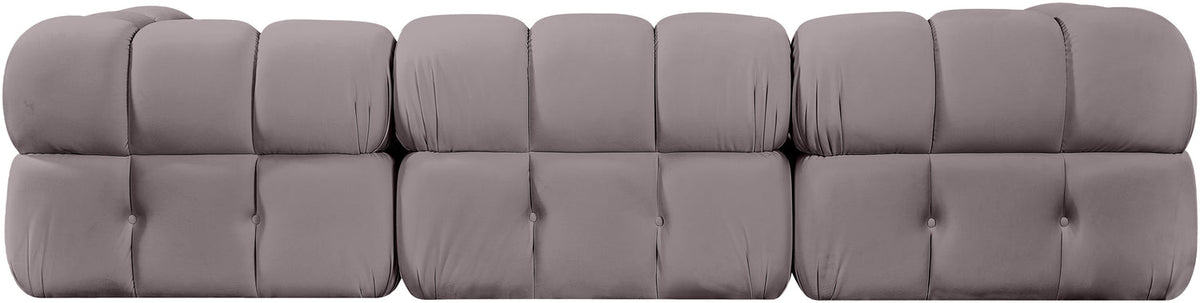 Orin Taupe Velvet Performance Fabric Upholstered 3 Piece Modular Sofa