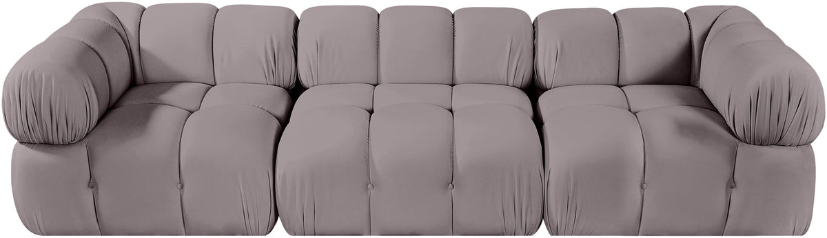 Orin Taupe Velvet Performance Fabric Upholstered 3 Piece Modular Sofa