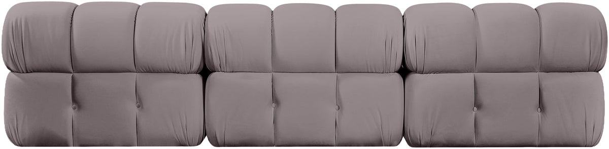 Orin Taupe Velvet Performance Fabric Upholstered 3 Piece Modular Sofa
