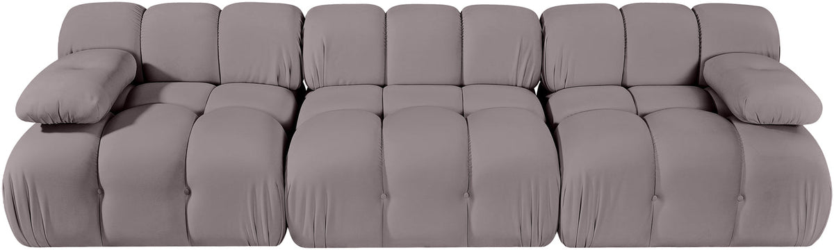 Orin Taupe Velvet Performance Fabric Upholstered 3 Piece Modular Sofa