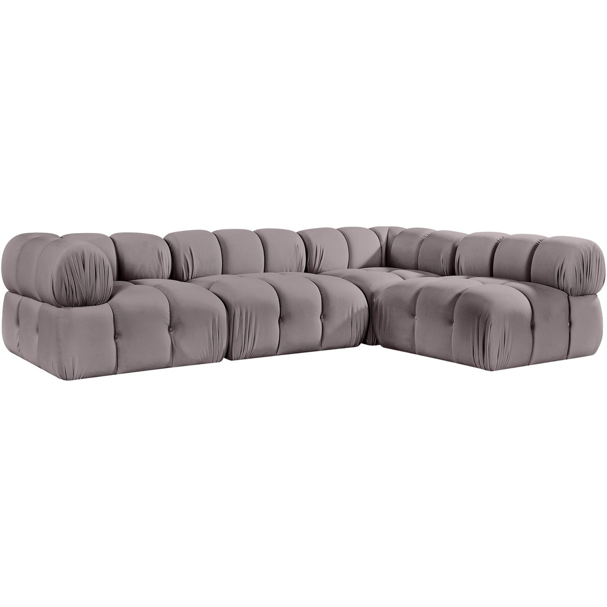 Orin Taupe Velvet Performance Fabric Upholstered 4 Piece Modular Sectional Sofa