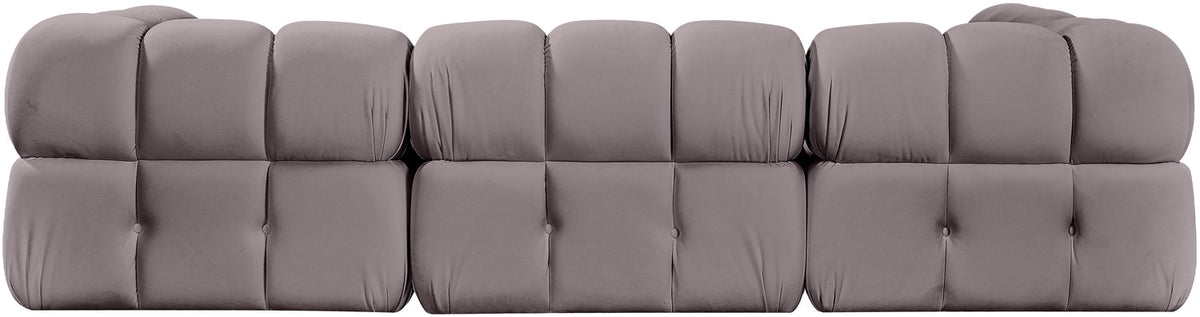 Orin Taupe Velvet Performance Fabric Upholstered 4 Piece Modular Sectional Sofa